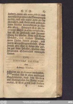 XXVI. Tinctura Salutis. oder Lebens-Tinctur.