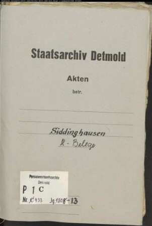 Belegakten zu den Heiraten der katholischen Gemeinde Siddinghausen, Kreis Büren (1808-1813)
