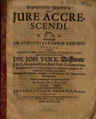 Disputatio Iuridica De Iure Accrescendi