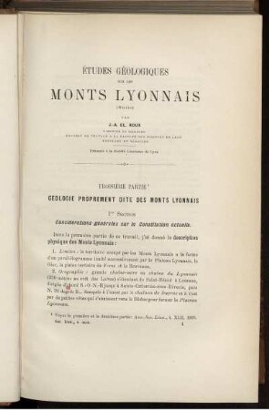 Études Géologiques Sur Les Monts Lyonnais (Suite)