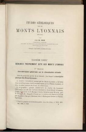 Études Géologiques Sur Les Monts Lyonnais (Suite)