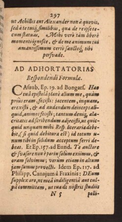 Ad Adhortatorias Respondendi Formulae.