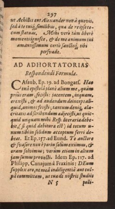 Ad Adhortatorias Respondendi Formulae.