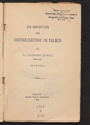 Zur Geschichte der Zahnheilkunde im Talmud