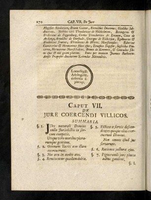 270-288, Caput VII. De Jure Coercendi Villicos