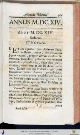 Gestorum Synopsis.
