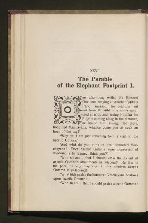 XXVII. The Parable of the Elephant Footprint I.
