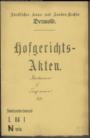 Nordmann, Albert gegen Peter Trapmann - Schuldforderung