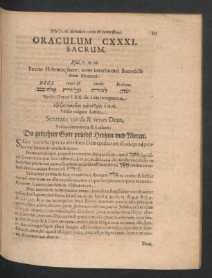 Oraculum CXXXI. Sacrum - Oraculum CXL. Sacrum.
