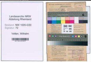 Entnazifizierung Wilhelm Velten , geb. 02.09.1899 (Verkehrsaufseher)