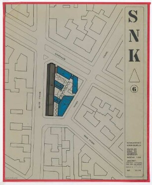Blocksanierung Reuter Straße, Donau Straße, Pannierstraße, Sonnenallee, Berlin-Neukölln: Variante 6: Vertikalstruktur, kammartig mit vorgelagerter Flachbebauung, 3-15 Obergeschoss 1:500