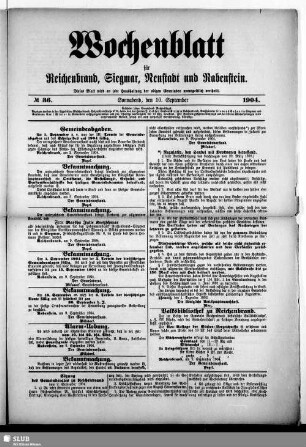 Wochenblatt für Reichenbrand, Siegmar, Neustadt und Rabenstein