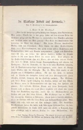 Dr. Mackays Arbeit auf Formosa