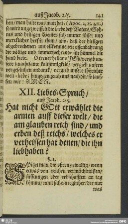 XII. Liebes-Spruch, auß Jacob, 2/5