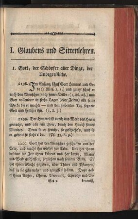 I. Glaubens und Sittenlehre