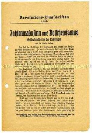 Propagandaschrift des Generalsekretariats zum Studium und zur Bekämpfung des Bolschewismus über die politischen Zustände in Sowjet-Rußland