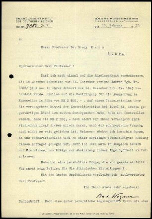 M. Wegner an G. Karo