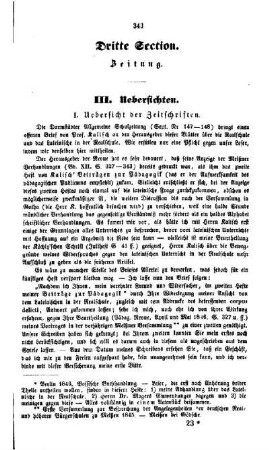 Uebersichten : dritte Section
