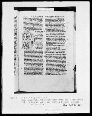 Petrus Lombardus, Psalmenkommentar — Initiale D (omine exaudi), Folio 170recto