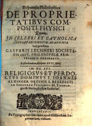 Disp. philos. de proprietatibus compositi physici