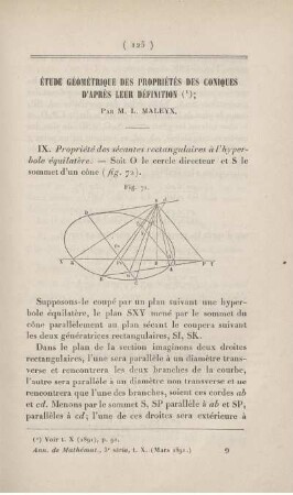 Étude géométrique des propriétés des coniques d'après leur définition. [Fortsetzung]