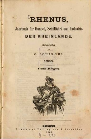 Rhenus : Jahrbuch für Handel, Schifffahrt und Industrie der Rheinlande. 4, 4. 1863