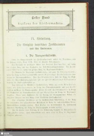 IX. Abtheilung. Die königlich bayrischen Forstbeamten und ihre Uniformen