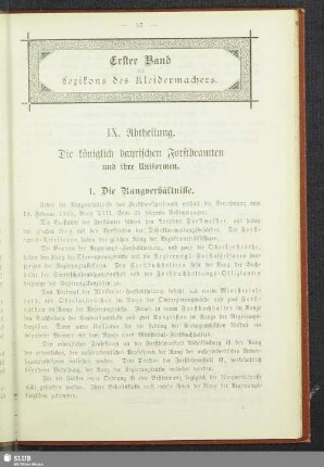 IX. Abtheilung. Die königlich bayrischen Forstbeamten und ihre Uniformen