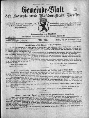 1918,45: Nr. 45, 10. November 1918
