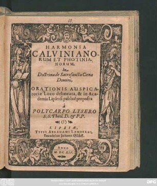 Harmonia Calvinianorum et Photinianorum. In Doctrina de Sacrosancta Coena Domini