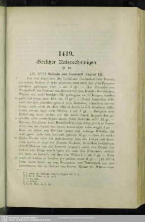 Urkunden zum Jahre 1419