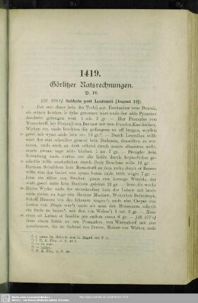 Urkunden zum Jahre 1419