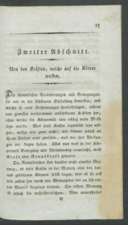 Zweiter Abschnitt. Von den Kräften [...].