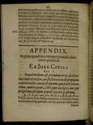 Appendix, Regulas quasdam continens generales theoretico practicas.