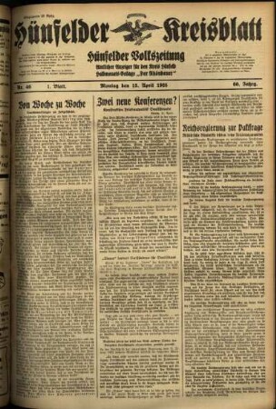 Erste Ausgabe vom Montag, den 15. April 1935.