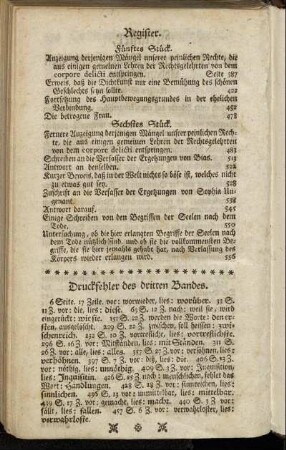 Druckfehler des dritten Bandes.