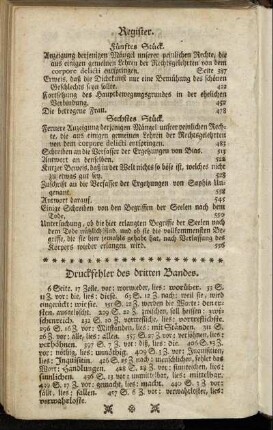 Druckfehler des dritten Bandes.
