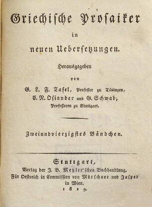 Arrian's von Nicomedien Werke, 1. Taktik, und Geschichte der Feldzüge Alexanders. 1. Bändchen