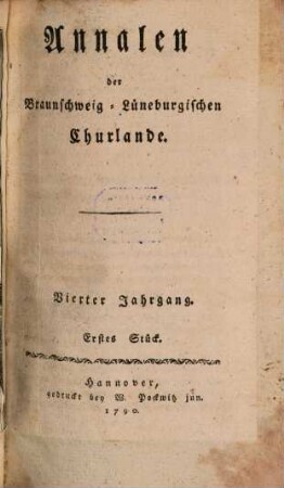 Annalen der Braunschweig-Lüneburgischen Churlande. 4,1/2. 1790