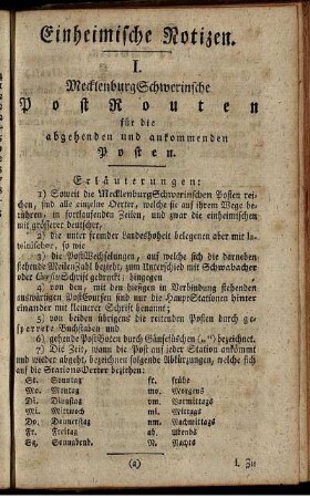 I. MecklenburgSchwerinsche PostRouten