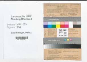 Entnazifizierung Heinz Strathmeyer , geb. 13.03.1921 (Autoschlosser)