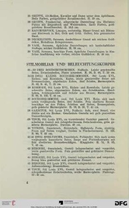 Stilmobiliar und Beleuchtungskörper (Nr. 31-119)