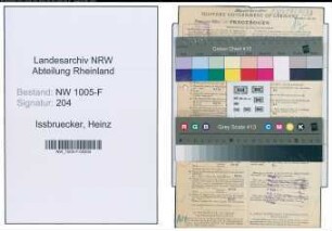Entnazifizierung Heinz Issbruecker , geb. 10.07.1905 (Steuerberater)