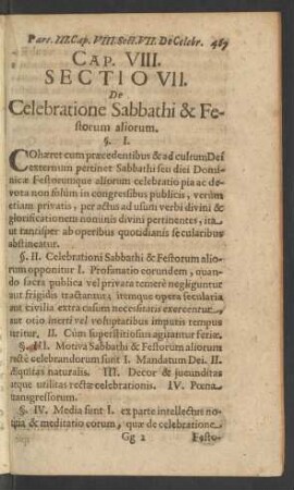 [...] Sectio VII. De Celebratione Sabbathi & Festorum aliorum.