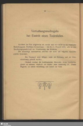 Verhaltensmaßregeln bei Eintritt eines Todesfalles