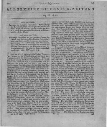 Reider, J. E. v.: Beschreibung der Landwirthschaft im Königreiche Baiern. T. 1. Leipzig: Industrie-Comptoir 1821 T. 1. auch u. d. T.: Bambergs Gartenbau als die höchste Kultur des Grund und Bodens in Deutschland