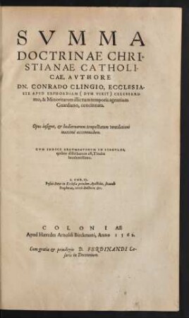 Summa Doctrinae Christianae Catholicae ...