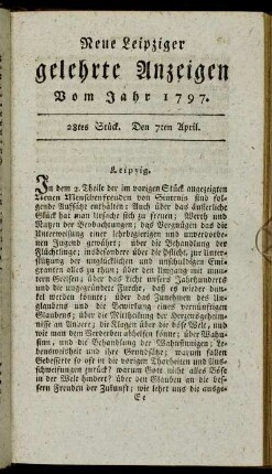 28tes Stück. Den 7ten April.