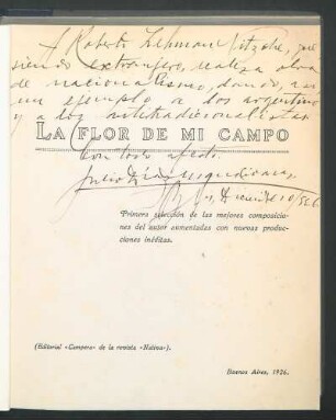 [Dedicatoria manuscrita a Roberto Lehmann-Nitsche]