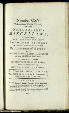 Number CXV. of the Naturalist's Miscellany.